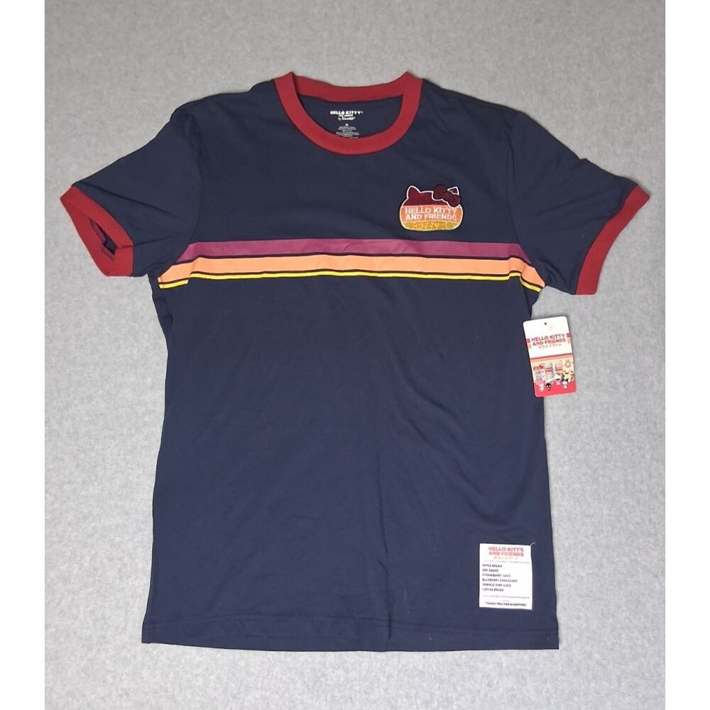 NWT BoxLunch Sanrio Hello Kitty & Friends Kawaii Mart Ringer Shirt Navy M Y2K
